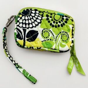 Vera Bradley Tech Case/Wristlet Coin Pouch Wallet Strap Zipper Lime Green Floral